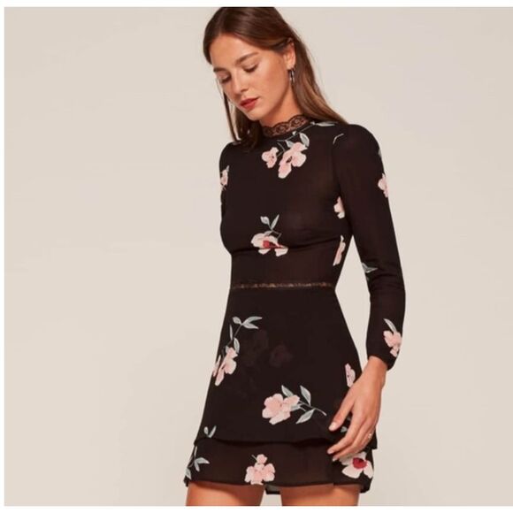 Reformation Sonoma Floral Mini Dress w/ Lace Detail - Picture 1 of 12